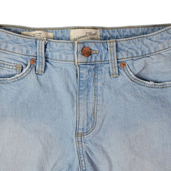 Universal Thread Vintage Midi Denim Shorts Blue Light SZ 0 25R Distress Cut Off - Picture 2 of 8